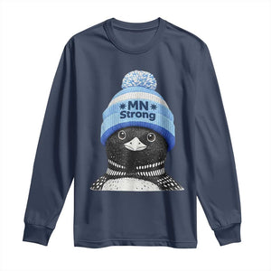 MN Strong Winter Loon with Blue Beanie Long Sleeve Shirt Stand with Minnesota Justice Protest TS02 Navy Print Your Wear