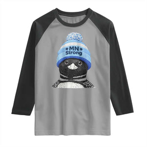 MN Strong Winter Loon with Blue Beanie Raglan Shirt Stand with Minnesota Justice Protest TS02 Sport Gray Black Print Your Wear