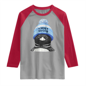 MN Strong Winter Loon with Blue Beanie Raglan Shirt Stand with Minnesota Justice Protest TS02 Sport Gray Red Print Your Wear