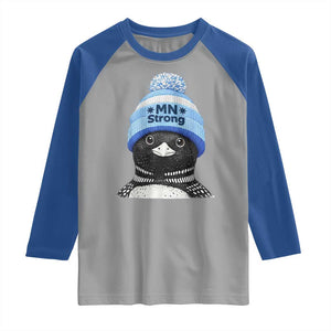MN Strong Winter Loon with Blue Beanie Raglan Shirt Stand with Minnesota Justice Protest TS02 Sport Gray Royal Print Your Wear