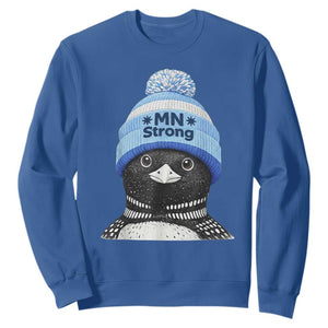 MN Strong Winter Loon with Blue Beanie Sweatshirt Stand with Minnesota Justice Protest TS02 Royal Blue Print Your Wear