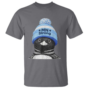 MN Strong Winter Loon with Blue Beanie T Shirt Stand with Minnesota Justice Protest TS02 Charcoal Print Your Wear