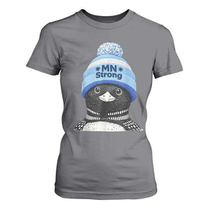 MN Strong Winter Loon with Blue Beanie T Shirt For Women Stand with Minnesota Justice Protest TS02 Charcoal Print Your Wear