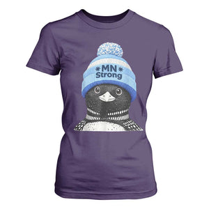 MN Strong Winter Loon with Blue Beanie T Shirt For Women Stand with Minnesota Justice Protest TS02 Purple Print Your Wear