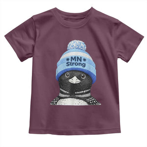 MN Strong Winter Loon with Blue Beanie Toddler T Shirt Stand with Minnesota Justice Protest TS02 Maroon Print Your Wear