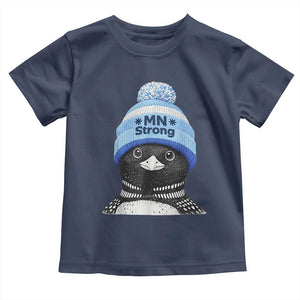 MN Strong Winter Loon with Blue Beanie Toddler T Shirt Stand with Minnesota Justice Protest TS02 Navy Print Your Wear