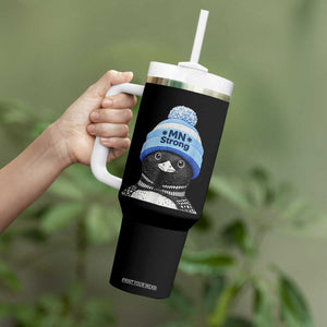 MN Strong Winter Loon with Blue Beanie Tumbler With Handle Stand with Minnesota Justice Protest TS02 Print Your Wear