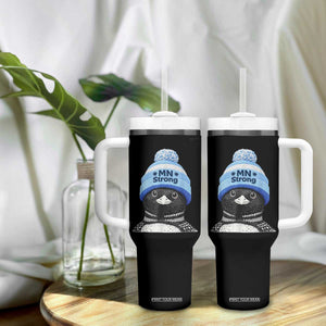 MN Strong Winter Loon with Blue Beanie Tumbler With Handle Stand with Minnesota Justice Protest TS02 Print Your Wear
