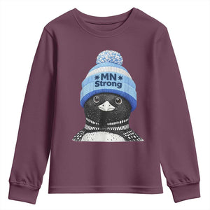 MN Strong Winter Loon with Blue Beanie Youth Sweatshirt Stand with Minnesota Justice Protest TS02 Maroon Print Your Wear