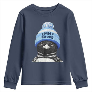 MN Strong Winter Loon with Blue Beanie Youth Sweatshirt Stand with Minnesota Justice Protest TS02 Navy Print Your Wear