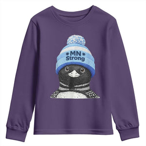 MN Strong Winter Loon with Blue Beanie Youth Sweatshirt Stand with Minnesota Justice Protest TS02 Purple Print Your Wear
