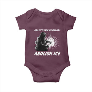 Protect Your Neighbors Abolish Ice Baby Onesie Monster Resitance Protest Graphic TS02 Maroon Print Your Wear