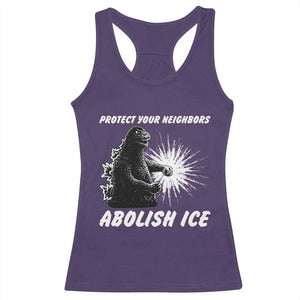 Protect Your Neighbors Abolish Ice Racerback Tank Top Monster Resitance Protest Graphic TS02 Purple Print Your Wear
