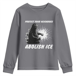 Protect Your Neighbors Abolish Ice Youth Sweatshirt Monster Resitance Protest Graphic TS02 Charcoal Print Your Wear