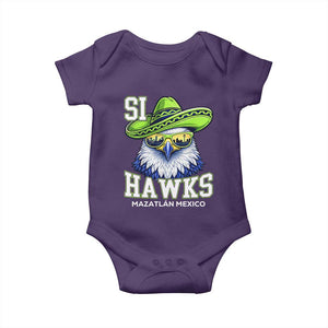 Funny Si Hawks in Mexican Sombrero Baby Onesie Seattle Skyline Pride Mazatlan Mexico Vacation Green and Blue TS02 Purple Print Your Wear