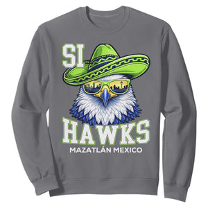 Funny Si Hawks in Mexican Sombrero Sweatshirt Seattle Skyline Pride Mazatlan Mexico Vacation Green and Blue TS02 Charcoal Print Your Wear
