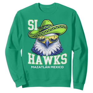 Funny Si Hawks in Mexican Sombrero Sweatshirt Seattle Skyline Pride Mazatlan Mexico Vacation Green and Blue TS02 Irish Green Print Your Wear