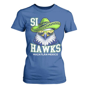 Funny Si Hawks in Mexican Sombrero T Shirt For Women Seattle Skyline Pride Mazatlan Mexico Vacation Green and Blue TS02 Royal Blue Print Your Wear