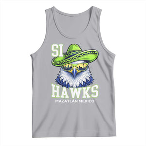 Funny Si Hawks in Mexican Sombrero Tank Top Seattle Skyline Pride Mazatlan Mexico Vacation Green and Blue TS02 Athletic Heather Print Your Wear