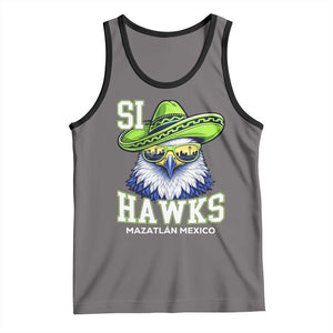 Funny Si Hawks in Mexican Sombrero Tank Top Seattle Skyline Pride Mazatlan Mexico Vacation Green and Blue TS02 Deep Heather Black Print Your Wear