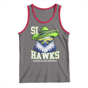 Funny Si Hawks in Mexican Sombrero Tank Top Seattle Skyline Pride Mazatlan Mexico Vacation Green and Blue TS02 Deep Heather Red Print Your Wear