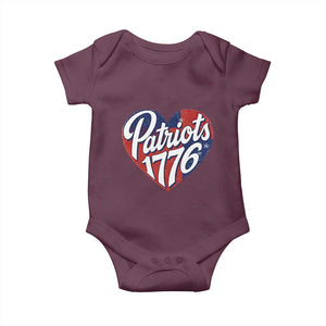 Patriots 1776 Red and Blue Heart Baby Onesie Classic Patriotic Sports Fan Style TS02 Maroon Print Your Wear