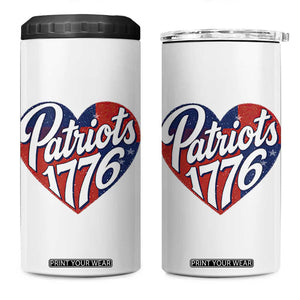 Patriots 1776 Red and Blue Heart 4 in 1 Can Cooler Tumbler Classic Patriotic Sports Fan Style TS02 One Size: 16 oz White Print Your Wear