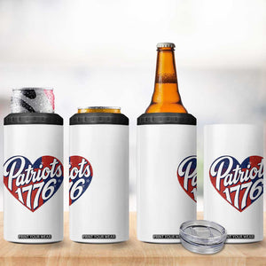 Patriots 1776 Red and Blue Heart 4 in 1 Can Cooler Tumbler Classic Patriotic Sports Fan Style TS02 Print Your Wear