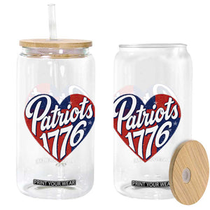 Patriots 1776 Red and Blue Heart Glass Can Classic Patriotic Sports Fan Style TS02 Print Your Wear