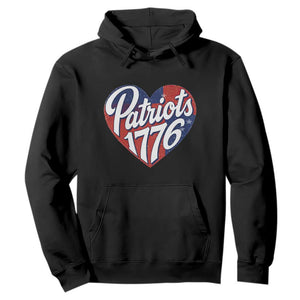 Patriots 1776 Red and Blue Heart Hoodie Classic Patriotic Sports Fan Style TS02 Black Print Your Wear