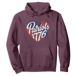 Patriots 1776 Red and Blue Heart Hoodie Classic Patriotic Sports Fan Style TS02 Maroon Print Your Wear