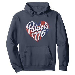Patriots 1776 Red and Blue Heart Hoodie Classic Patriotic Sports Fan Style TS02 Navy Print Your Wear