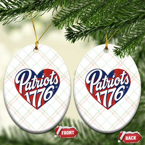 Patriots 1776 Red and Blue Heart Ceramic Ornament Classic Patriotic Sports Fan Style TS02 Print Your Wear