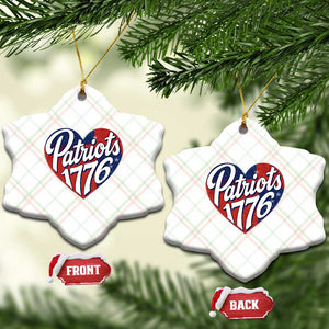 Patriots 1776 Red and Blue Heart Ceramic Ornament Classic Patriotic Sports Fan Style TS02 Print Your Wear