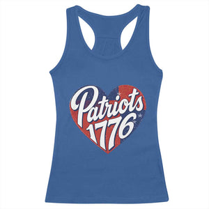 Patriots 1776 Red and Blue Heart Racerback Tank Top Classic Patriotic Sports Fan Style TS02 Royal Blue Print Your Wear