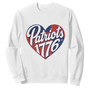 Patriots 1776 Red and Blue Heart Sweatshirt Classic Patriotic Sports Fan Style TS02 White Print Your Wear