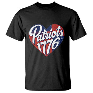 Patriots 1776 Red and Blue Heart T Shirt Classic Patriotic Sports Fan Style TS02 Black Print Your Wear