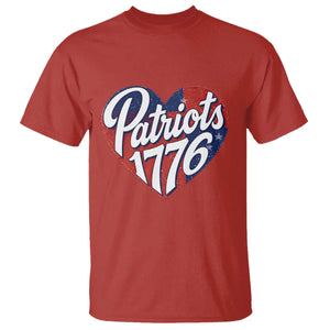 Patriots 1776 Red and Blue Heart T Shirt Classic Patriotic Sports Fan Style TS02 Red Print Your Wear