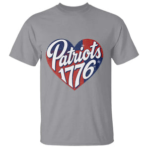 Patriots 1776 Red and Blue Heart T Shirt Classic Patriotic Sports Fan Style TS02 Sport Gray Print Your Wear