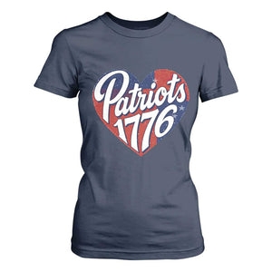 Patriots 1776 Red and Blue Heart T Shirt For Women Classic Patriotic Sports Fan Style TS02 Navy Print Your Wear