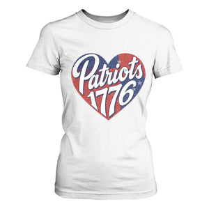 Patriots 1776 Red and Blue Heart T Shirt For Women Classic Patriotic Sports Fan Style TS02 White Print Your Wear