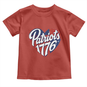 Patriots 1776 Red and Blue Heart Toddler T Shirt Classic Patriotic Sports Fan Style TS02 Red Print Your Wear