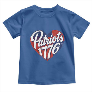 Patriots 1776 Red and Blue Heart Toddler T Shirt Classic Patriotic Sports Fan Style TS02 Royal Blue Print Your Wear