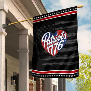 Patriots 1776 Red and Blue Heart Garden Flag Classic Patriotic Sports Fan Style TS02 Distressed Black Red Print Your Wear