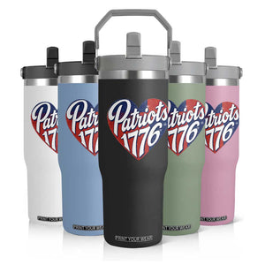 Patriots 1776 Red and Blue Heart Flip Straw Tumbler Classic Patriotic Sports Fan Style TS02 Print Your Wear
