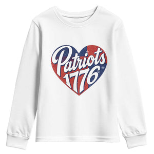 Patriots 1776 Red and Blue Heart Youth Sweatshirt Classic Patriotic Sports Fan Style TS02 White Print Your Wear