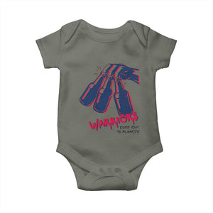 Warriors Come Out to Play Baby Onesie Energetic Game Day Patriot Motivation TS02 Military Green Print Your Wear