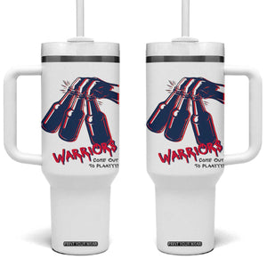 Warriors Come Out to Play Tumbler With Handle Energetic Game Day Patriot Motivation TS02 One Size: 40 oz White Print Your Wear