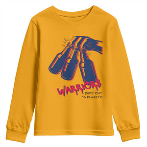 Warriors Come Out to Play Youth Sweatshirt Energetic Game Day Patriot Motivation TS02 Gold Print Your Wear