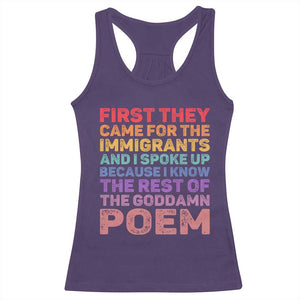 First They Came for The Immigrants Racerback Tank Top TS02 Purple Print Your Wear
